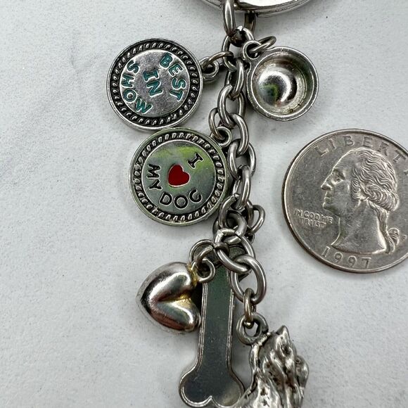 Silver Tone Best in Show I Heart Love My Dog Charms Keychain Keyring - Picture 8 of 8